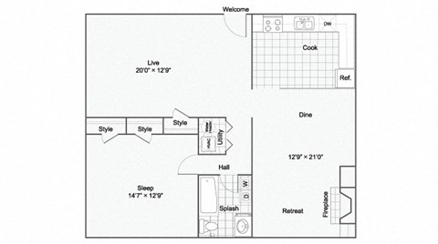a floor plan of a 1 bedroom floor plan102